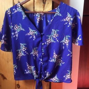 Button down tie blouse